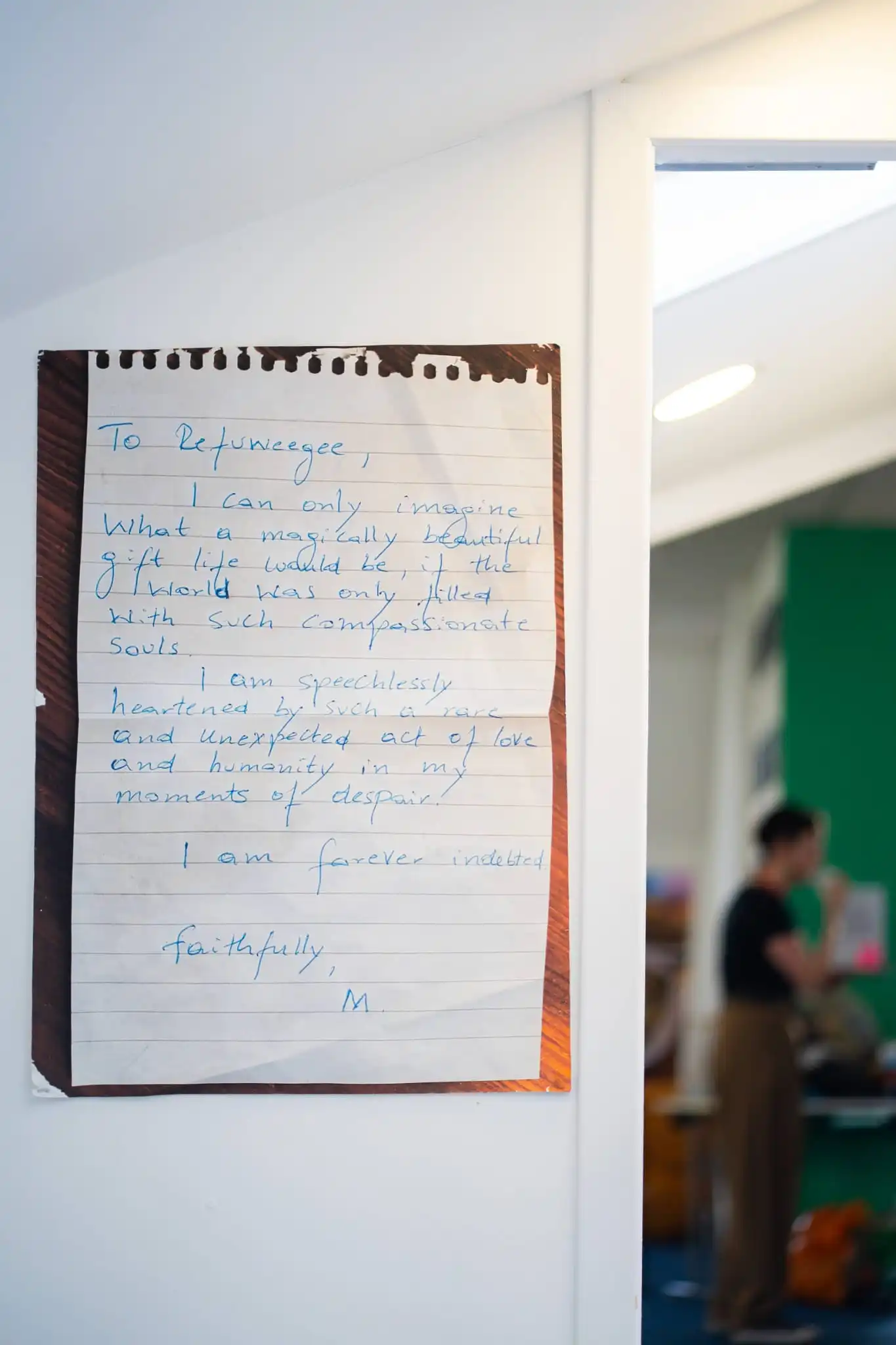 A handwritten community letter