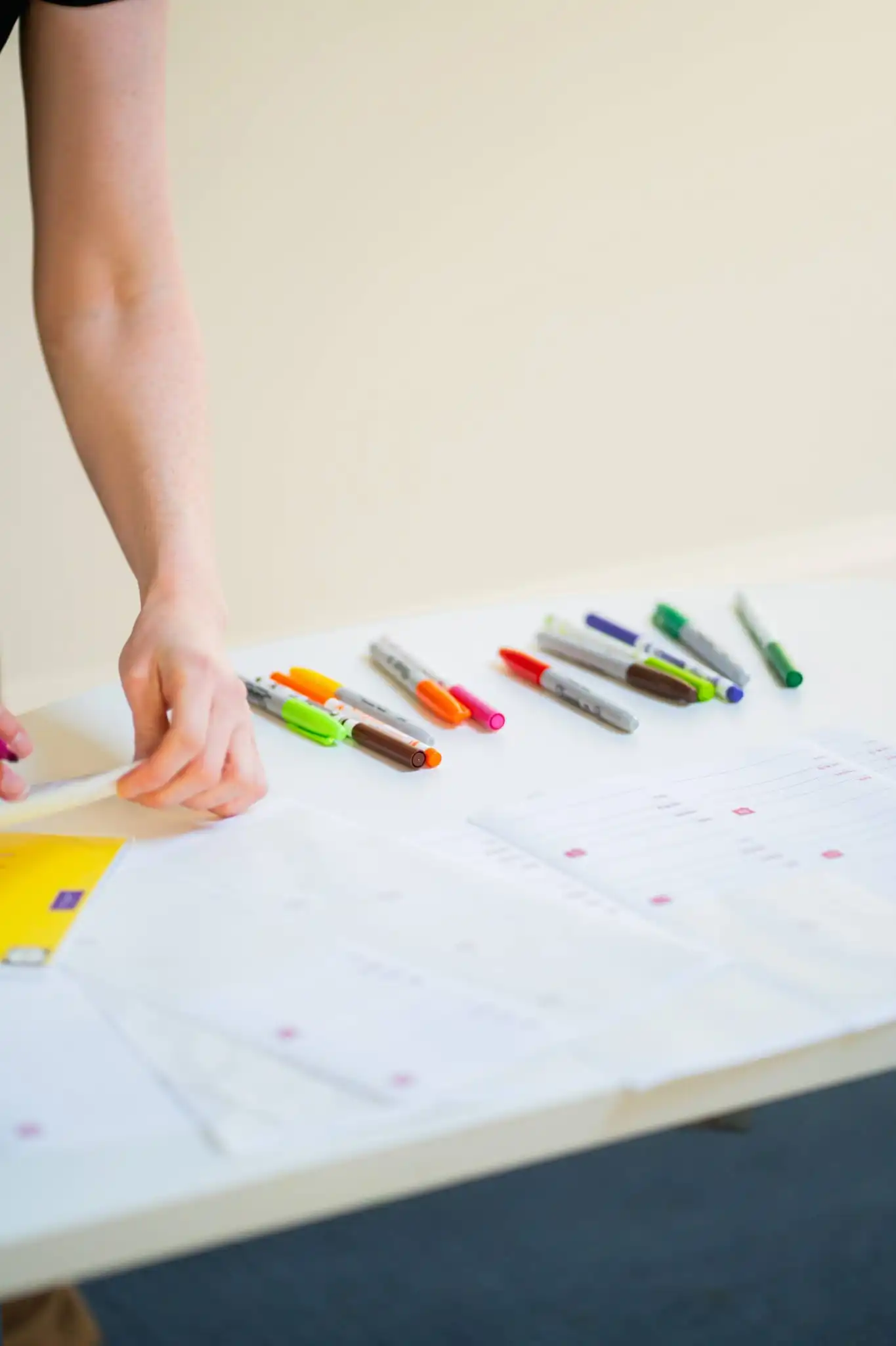 Coloured pens and art materials